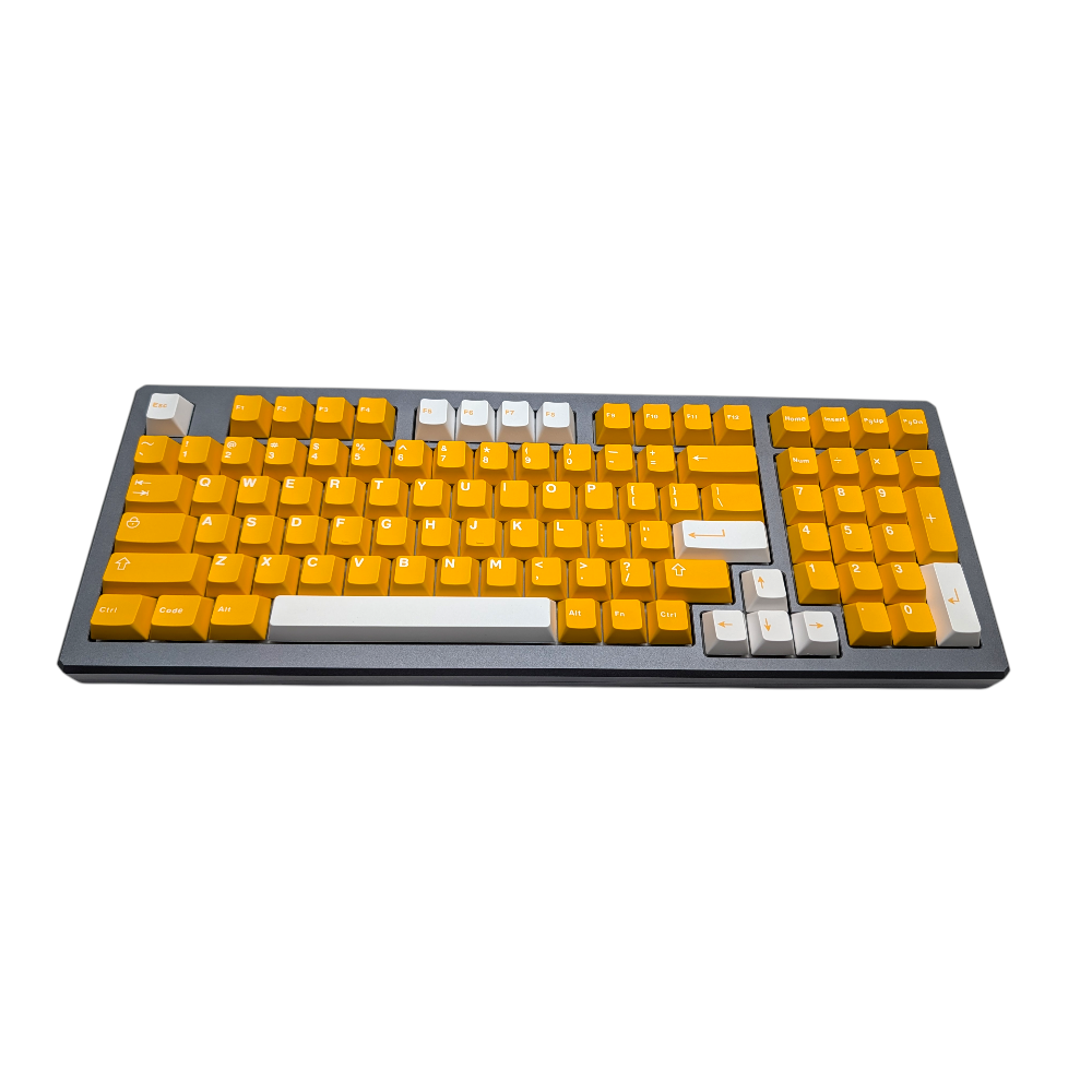Midas Touch Gold 133-piece set, ideal for custom mechanical keyboard builds with all yellow or yellow and white options.