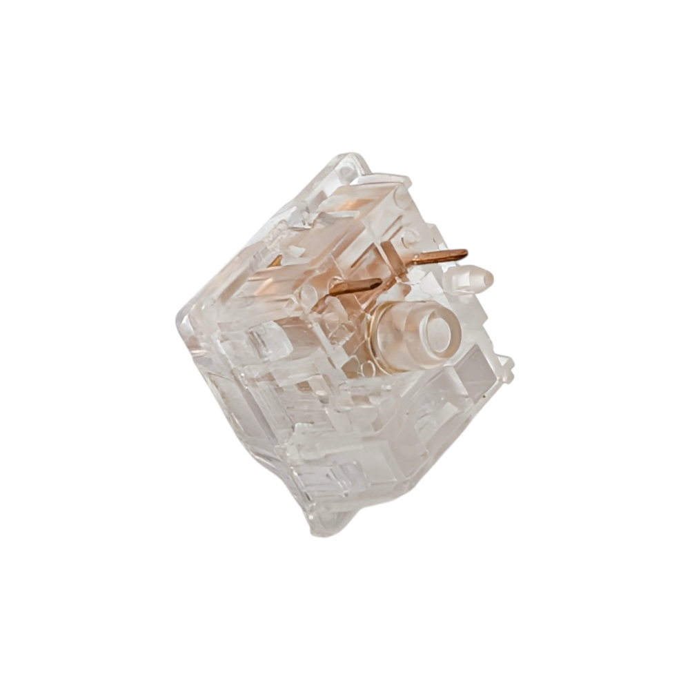 Durock Ice King Linear Switch with fully transparent nylon polymer housing and modified nylon long pole stem for custom mechanical keyboards
