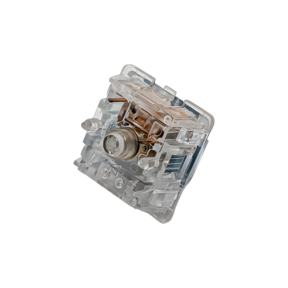 Durock T1 Clear tactile switch, a premium Holy Panda alternative with factory pre-lube and a smooth, rounded tactile typing experience.