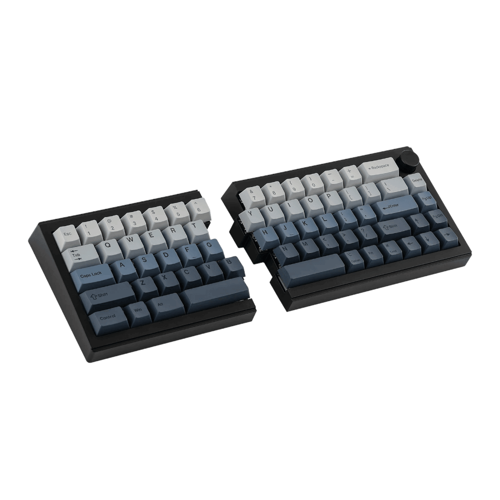 Epomaker Split 65 Wireless 65% QMK/VIA mechanical keyboard in a split ergonomic layout on a desk.