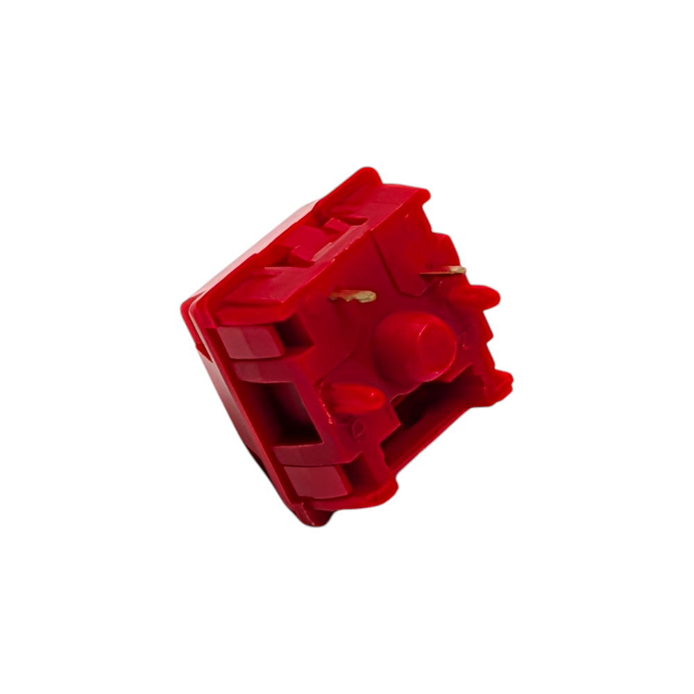 Upclose rear view of HMX TT Red linear switch with 45g bottom out force for fast gaming and typing.