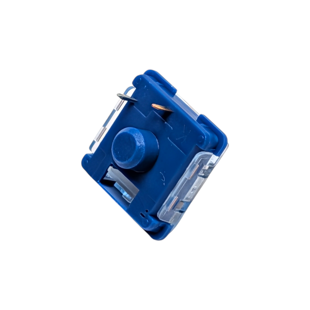 Macro shot of Kailh Deep Sea low profile switches for ergonomic and travel mechanical keyboards.