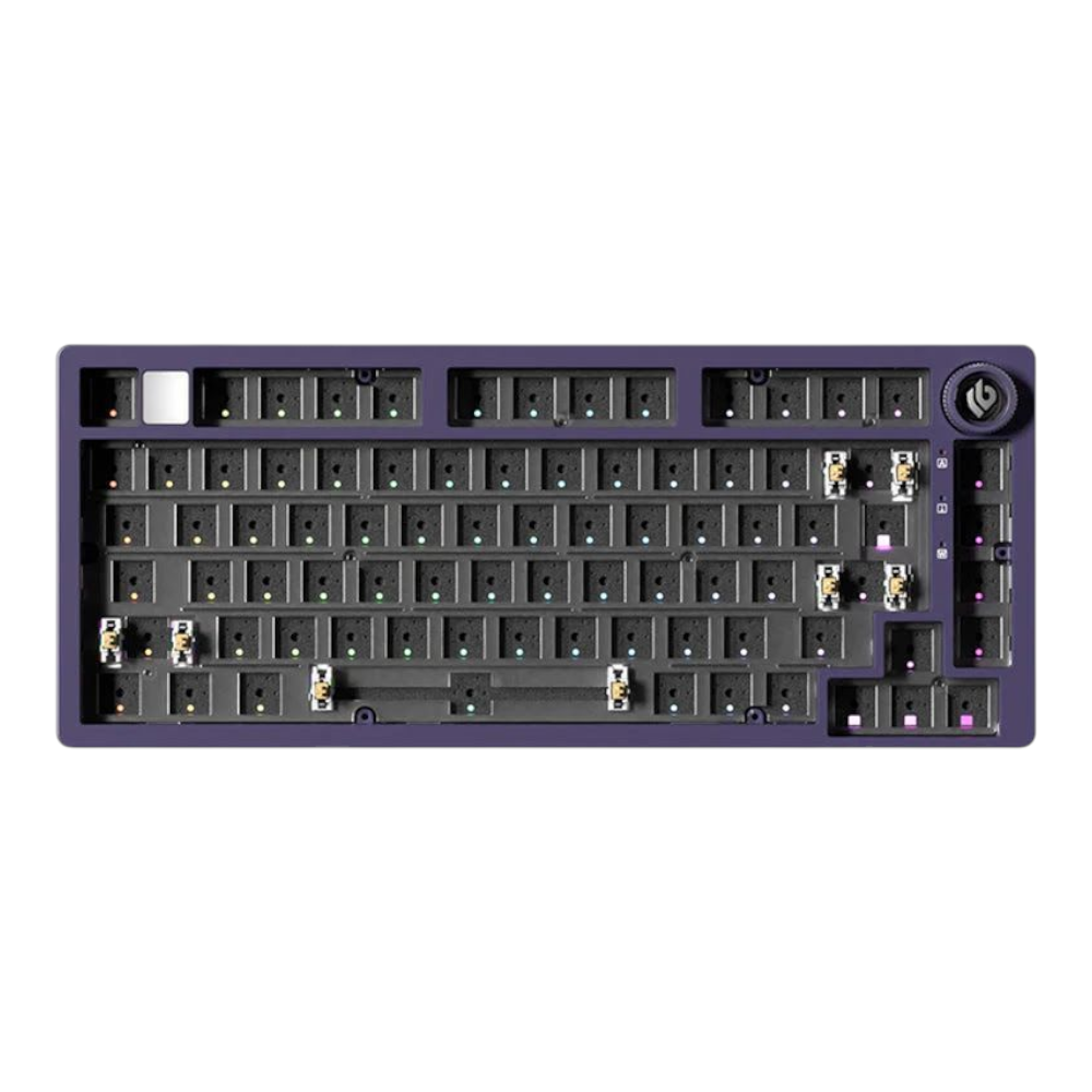 LEOBOG HI75C WIRELESS Mechanical keyboard purple frame without keycaps on a white background