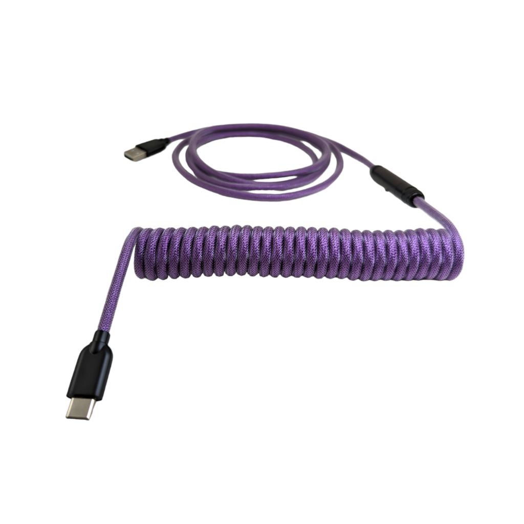 Thock king mini xlr braided coiled cable mechanical keyboards purple