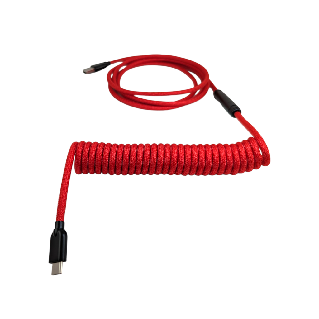 Thock king mini xlr braided coiled cable mechanical keyboards red