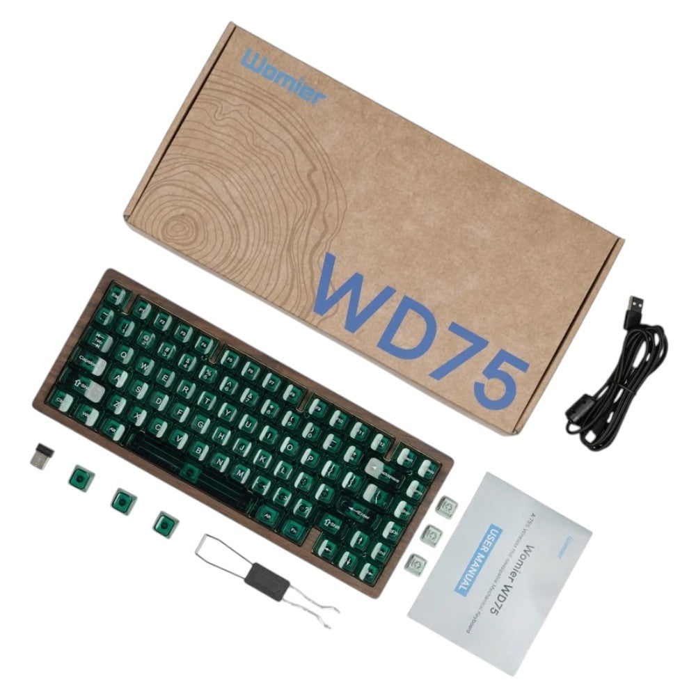 Womier WD75 V2 Wireless 75% Wooden Mechanical Keyboard inside the box