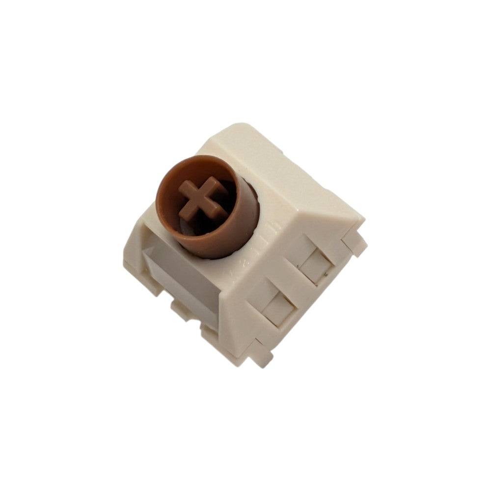 Angled front perspective view of Kailh Box Cream Pro mechanical switch highlighting the square LED slot and Kailh branding.