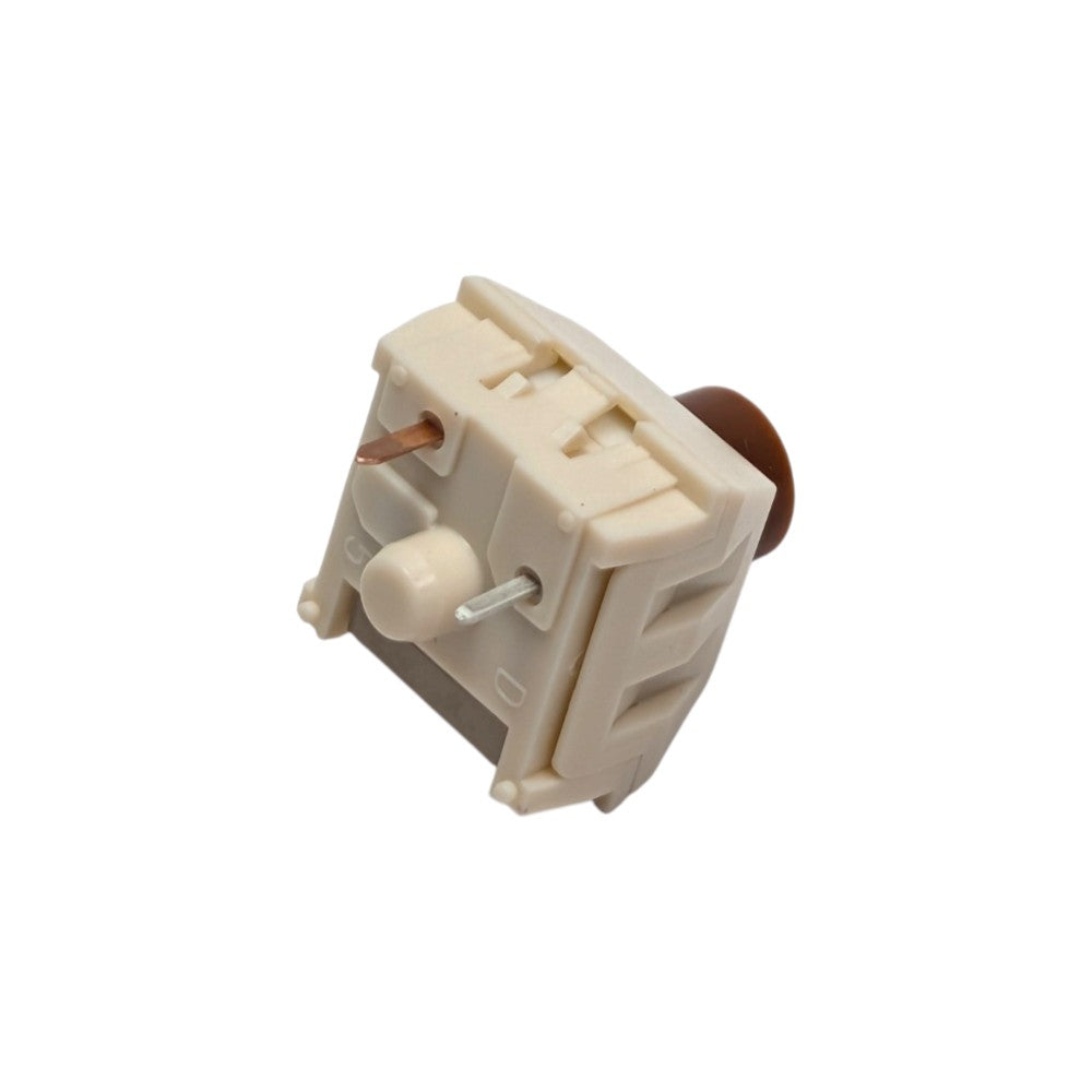 Side profile view of the 5-pin bottom housing and copper contact legs on Kailh Box Cream Pro switch.
