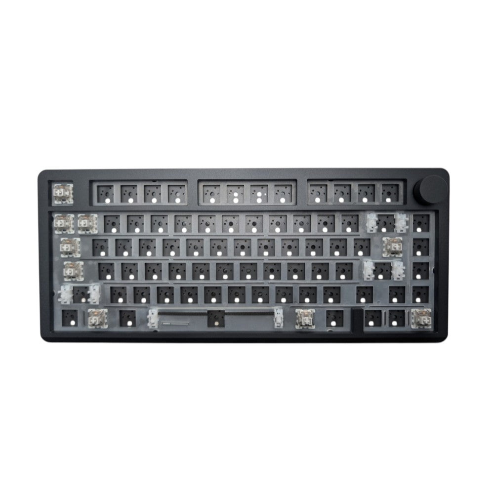 Top down layout view of matte black Leobog Hi8 SE 75 percent barebones keyboard kit.