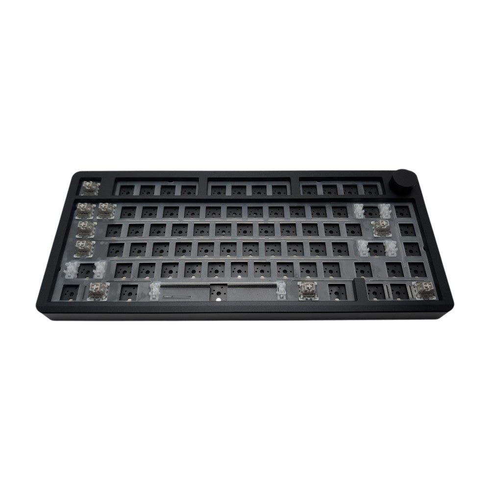 Top down layout view of matte black Leobog Hi8 SE 75 percent barebones keyboard kit.