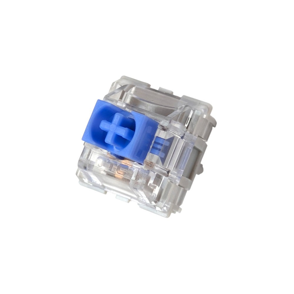 Side angle view of TTC Brother V2 switch showing clear polycarbonate housing latch clips.