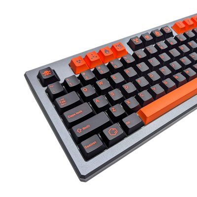 Apex Ignition" 152-key set in OEM profile, highlighting black and vibrant orange aesthetic.