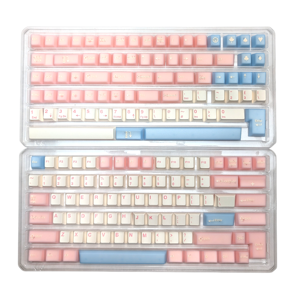 Aesthetic shot of "Cloud Candy" keycaps on a mechanical keyboard.