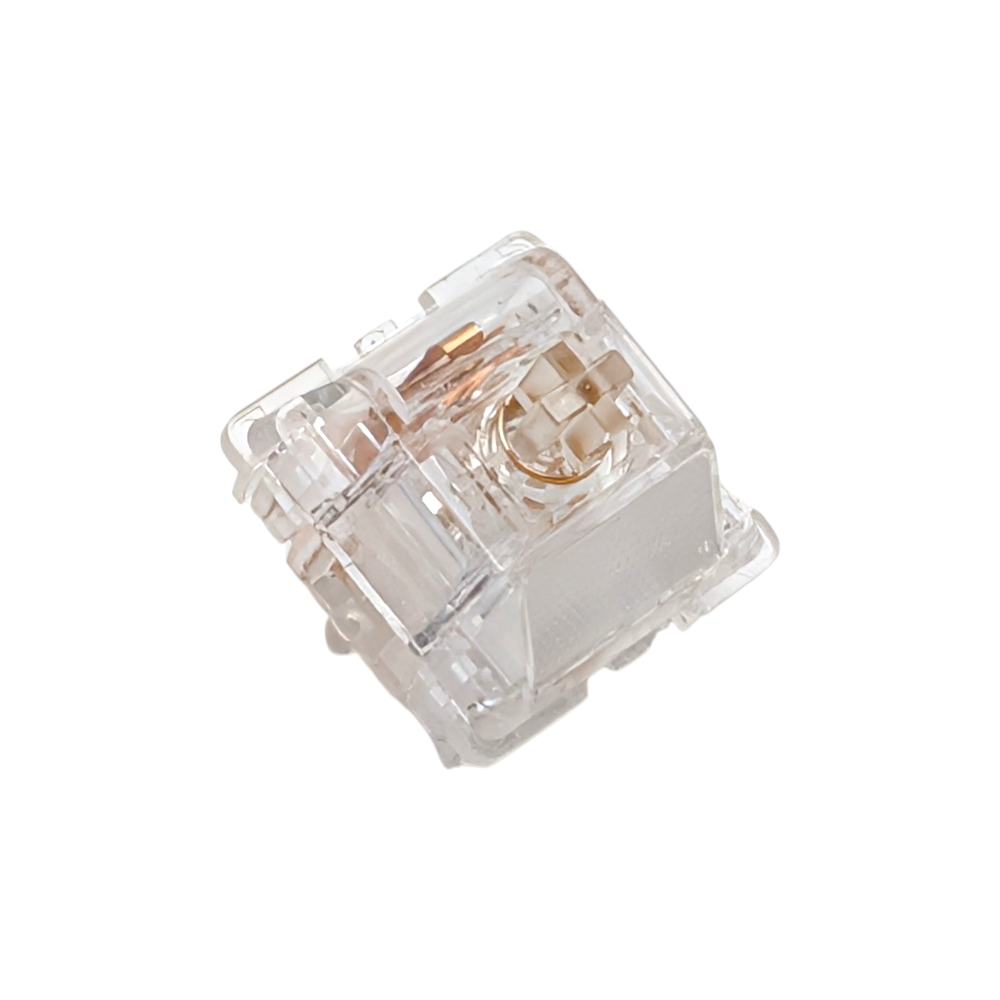 Durock Ice King Linear Switch with fully transparent nylon polymer housing and modified nylon long pole stem for custom mechanical keyboards