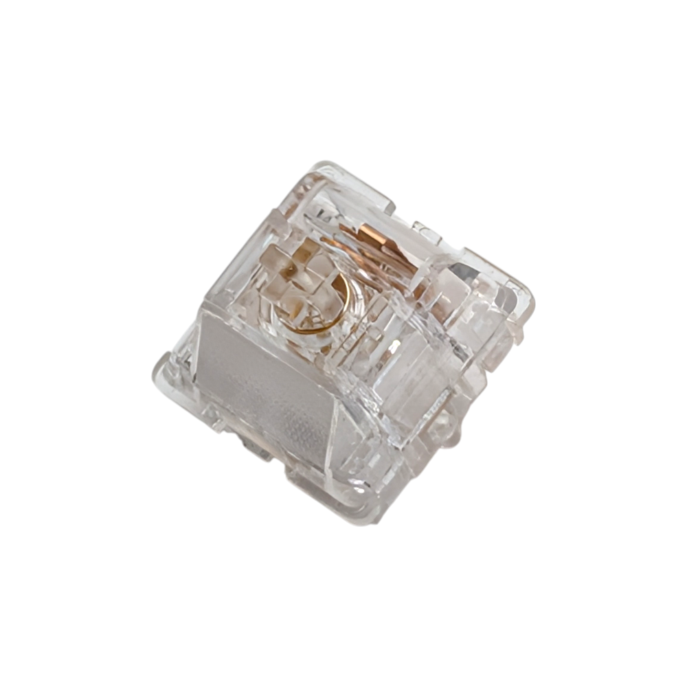 Durock Ice King Linear Switch with fully transparent nylon polymer housing and modified nylon long pole stem for custom mechanical keyboards