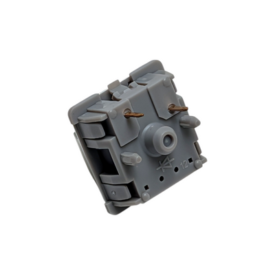 Bottom view of a 5-pin Durock T1 Sunflower tactile switch highlighting the PCB mount stability for custom hot-swap keyboard builds.