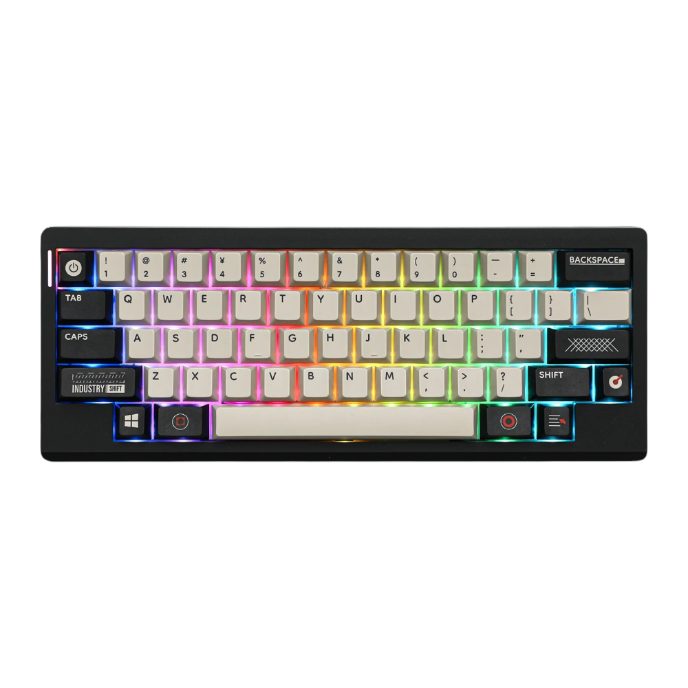 epomaker hack 59 60% black Mechanical keyboard with RGB and Qmk VIA lighting on a white background