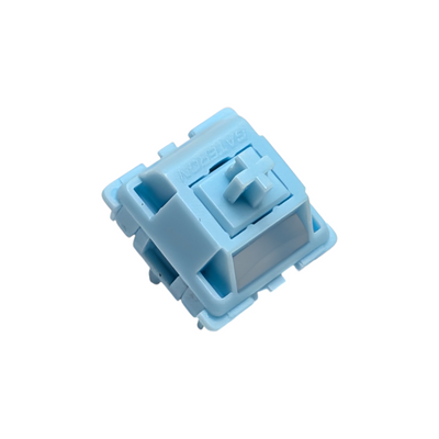 Factory pre-lubed Gateron Sea Salt Smoothie linear switches, showing the 5-pin PCB mount design for scratch-free, buttery smooth out-of-the-box performance