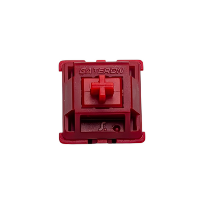 Detailed view of the Gateron Type R tactile switch highlighting the 3.0mm short travel and factory-lubed stem for fast, responsive keystrokes