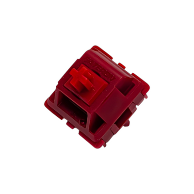 Close-up of Gateron x Sillyworks Type R tactile switches featuring 5-pin PCB mount design and POM long-pole stem for custom mechanical keyboards
