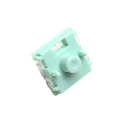 A single mint green mechanical switch module isolated on a solid white background.