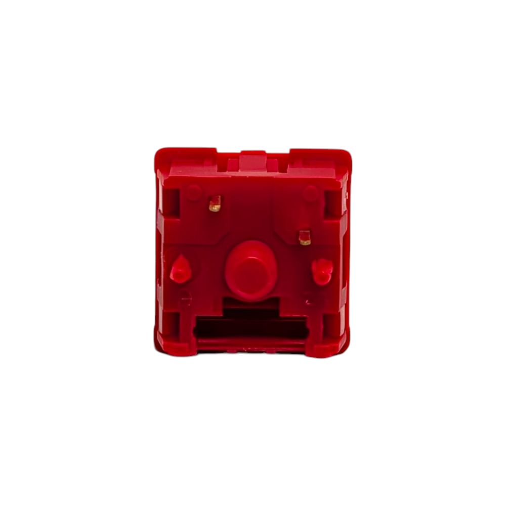 Macro shot of HMX TT Red 5-pin mechanical switches with KOS single-stage extended springs.