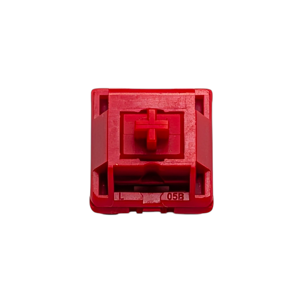 HMX TT Red clacky linear switches showing PA12 top housing and POM stem for high-pitched sound.