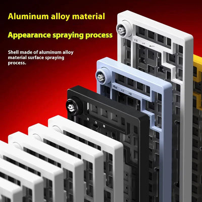 Aluminum alloy material keyboard hi75c 75% mechanical keyboard with text on a red background