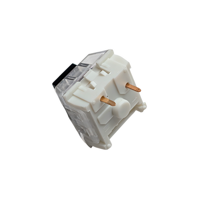 Bottom view of 3-pin Kailh Box Black switches for hot-swappable mechanical keyboard PCBs.