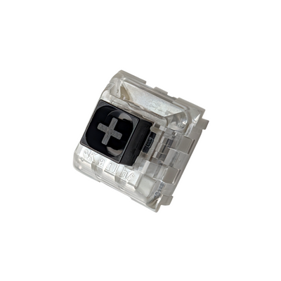 Kailh Box Black linear switches for custom mechanical keyboards featuring a dustproof black stem.