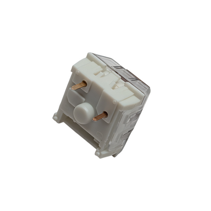 Underside of a Kailh Box Brown switch featuring a solid black nylon bottom housing, designed to produce a deep, thocky sound profile in custom keyboard kits.