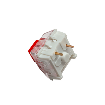 Rear view of a Kailh Box Red switch showcasing the gold-plated contact points and 80-million keystroke durability rating for long-lasting custom mechanical keyboard projects
