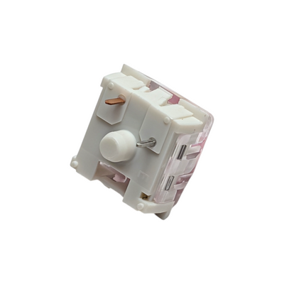 Kailh Speed Pink 3-pin plate mount clicky switches shown in detail, compatible with hot-swap mechanical keyboards and custom DIY keyboard builds.