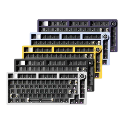 Set of mechanical keyboard keycaps on a white background