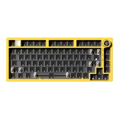 Mechanical keyboard frame with yellow border on a white background