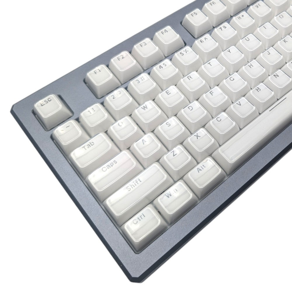 "Like Glass" RGB Shine Through Clear Keycap Set up close