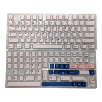 Man O' War Blue on Pale Pink ABS Cherry MX Keycap Set for mechanical keyboard keyboards