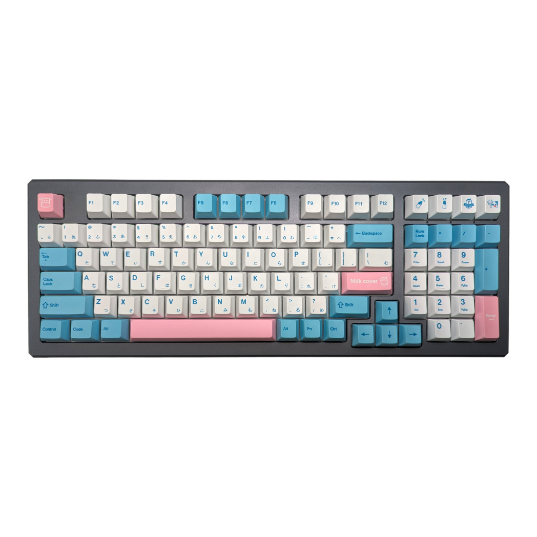 Pink and Blue Milk Cow PBT Cherry MX Keycap Set ( 140pc )