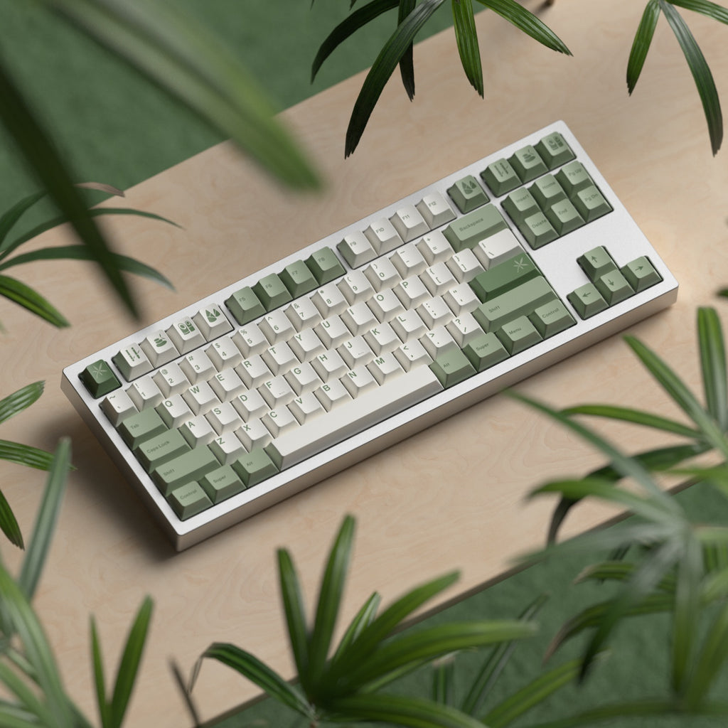 Bambu tk green cherry mx pbt keycap set thock king mechanical keyboard buy