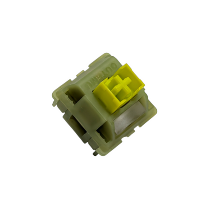 Detailed view of the 5-pin Outemu Silent Lemon V3 tactile switch with transparent housing for enhanced RGB keyboard lighting.
