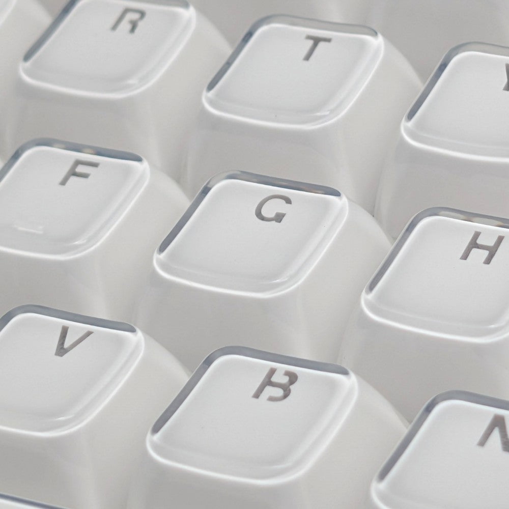 "Like Glass" White CSA Shine Through ABS Keycap Set