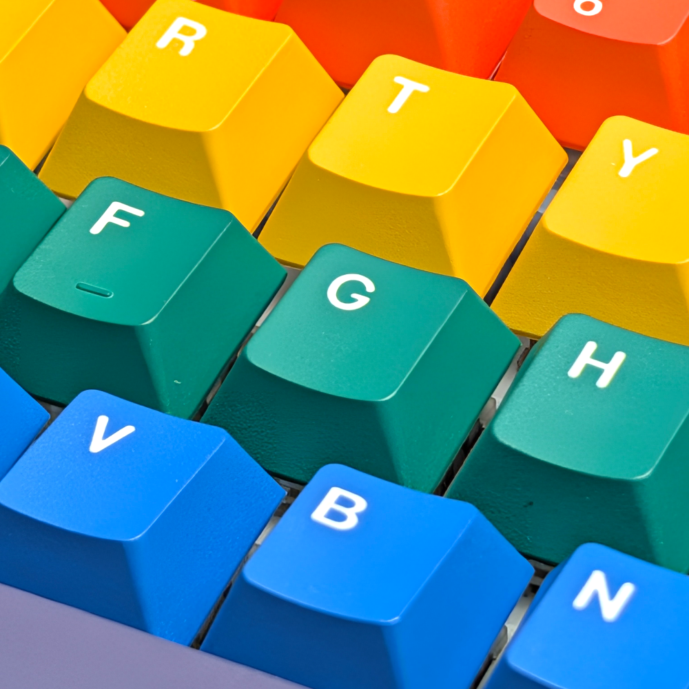 Premium quality PBT Rainbow Burst set using dye sublimation.