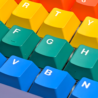 Premium quality PBT Rainbow Burst set using dye sublimation.