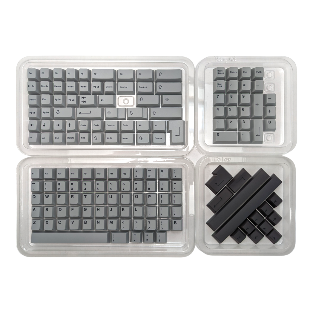 Wet Cement Black on Gray (TK-BOG) PBT Cherry MX Keycap Set (158 pcs)