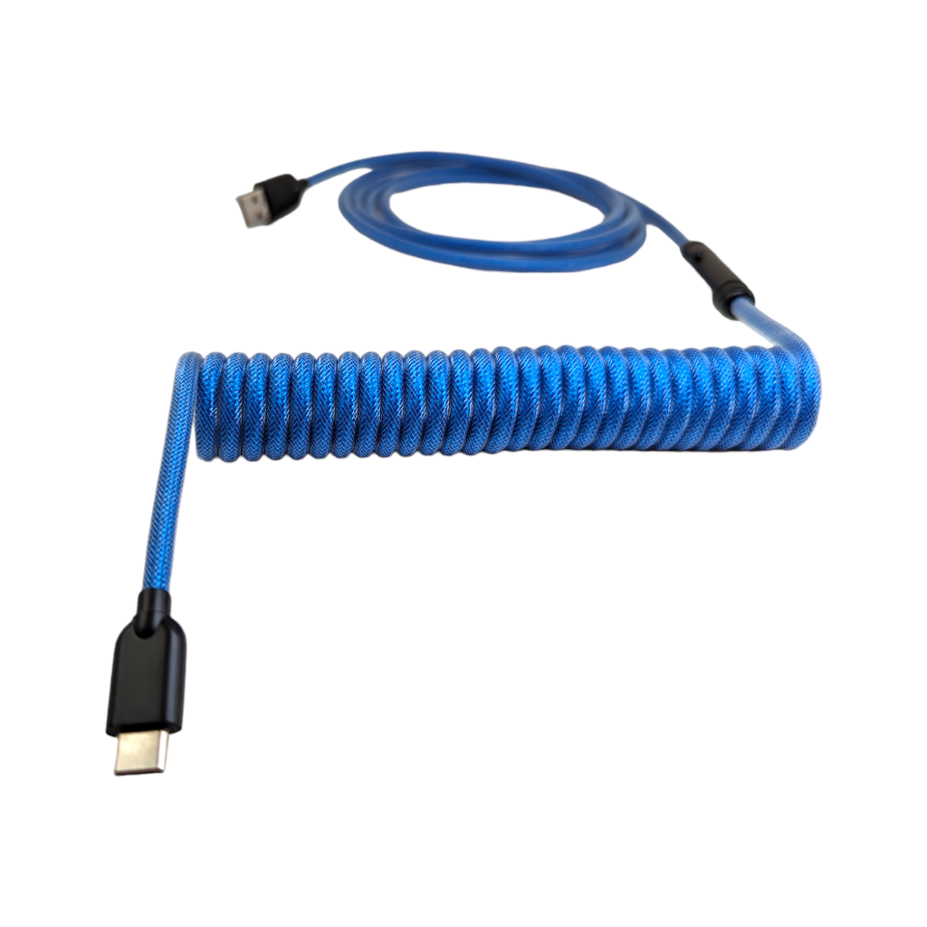 Thock king mini xlr braided coiled cable mechanical keyboards blue