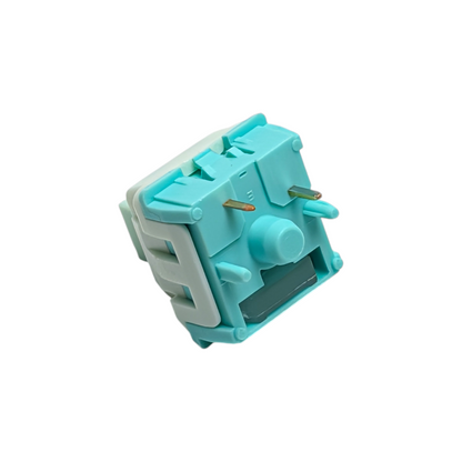 Macro shot of factory-lubed WEKT Nafu switches, highlighting the smooth linear travel and high-quality construction preferred by mechanical keyboard enthusiasts.