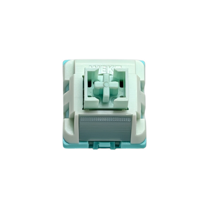 Top view of Nafu Silent Linear switches, the best quiet keyboard switches for office use and shared workspaces, minimizing bottom-out noise on custom builds.