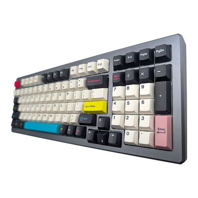 Close-up view of PBT dye sublimation keycaps from the Cyberdeck set.