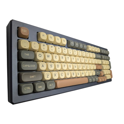 Side perspective highlighting the uniform height and rounded edges of MOA profile PBT keycaps.