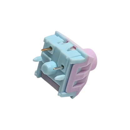 Bottom view of Kailh Box Saker Linear Switches showing the 5-pin PCB mount design for hot-swap mechanical keyboards.